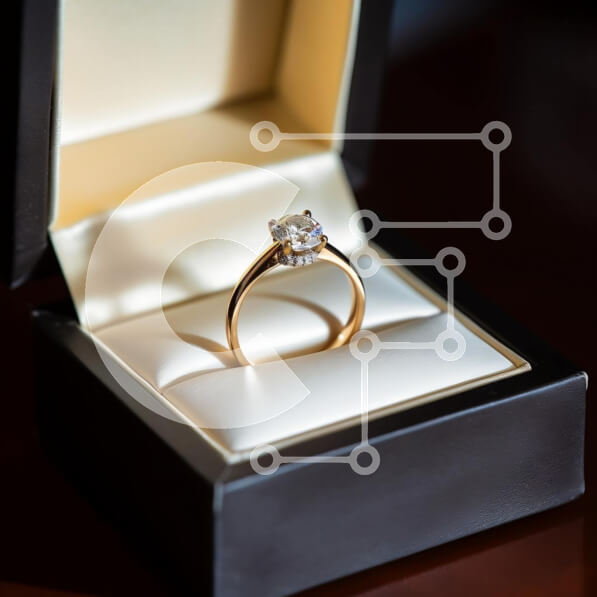 Σετ των 2 Intra Συλλεκτικό Ξύλινο Παζλ Plywood  4mm - Δαχτυλίδι αρραβώνων σε μαύρο κουτί με διαμάντι Σε Ξύλινο Κουτί - Διαστάσεις: 10x10 cm – 25 κομμάτια