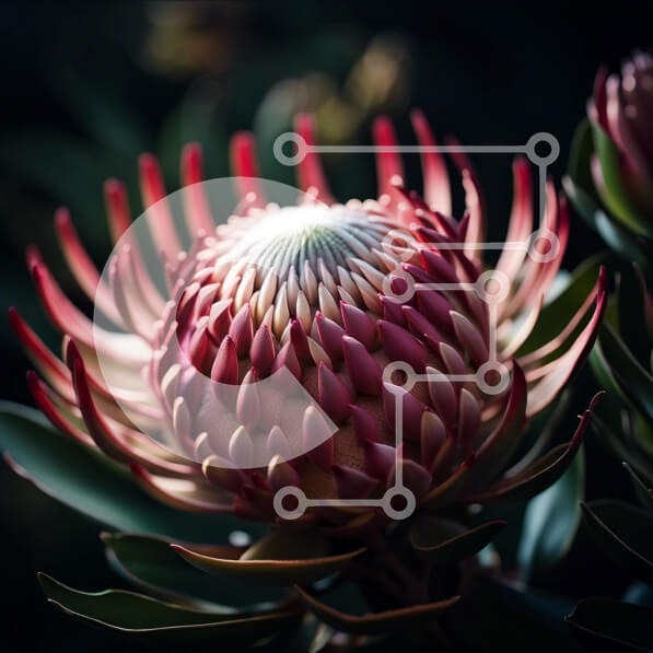 Intra Συλλεκτικό Ξύλινο Παζλ Plywood  4mm - Όμορφη κοντινή φωτογραφία ενός κόκκινου λουλουδιού με πράσινα φύλλα Σε Ξύλινο Κουτί - Διαστάσεις: 10x10 cm – 25 κομμάτια