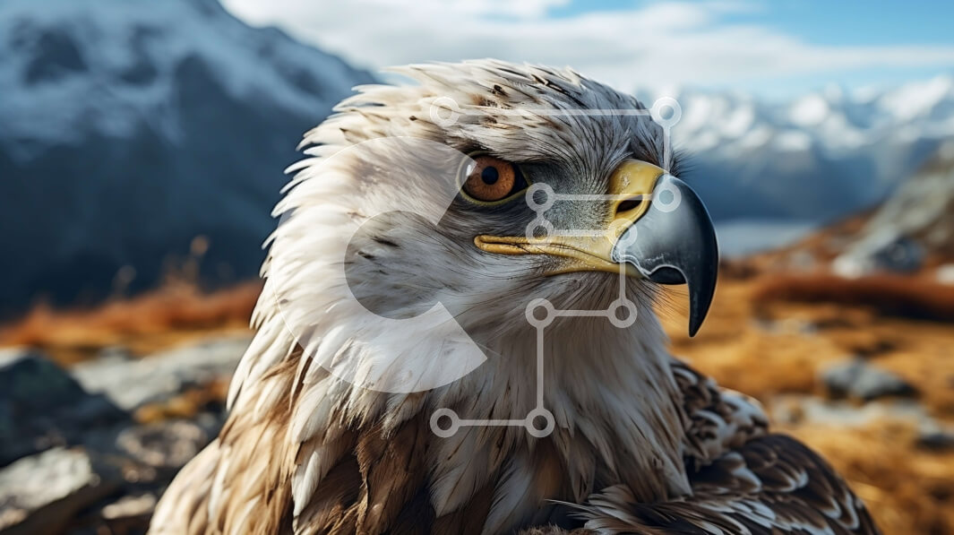 Intra Συλλεκτικό Ξύλινο Παζλ Plywood  4mm - Bird of Prey στα βουνά με καθαρό μπλε ουρανό Σε Ξύλινο Κουτί - Διαστάσεις: 10x10 cm – 25 κομμάτια