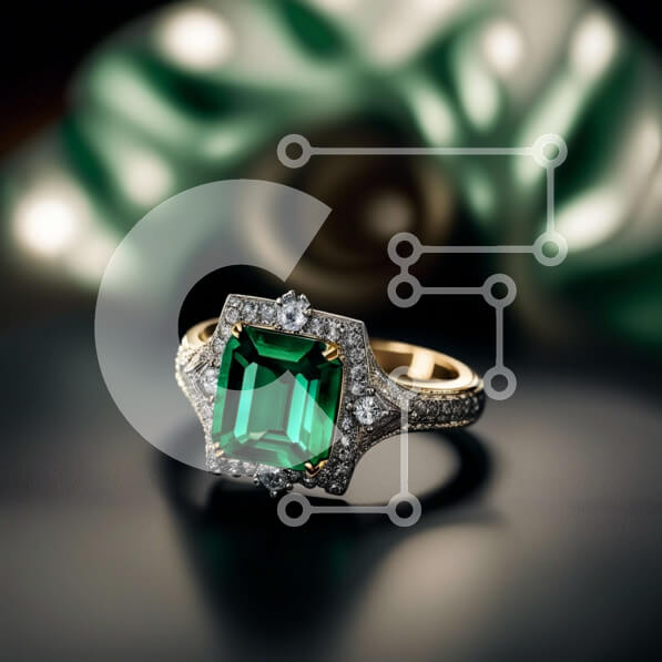 Σετ των 2 Intra Συλλεκτικό Ξύλινο Παζλ Plywood  4mm - Εκπληκτικό δαχτυλίδι από σμαράγδι και διαμάντια σε κομψό μαύρο φόντο Σε Ξύλινο Κουτί - Διαστάσεις: 10x10 cm – 25 κομμάτια