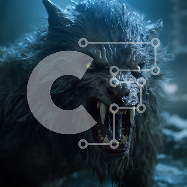 Intra Συλλεκτικό Ξύλινο Παζλ Plywood  4mm - Τρομακτική εικόνα ενός λυκάνθρωπου που ουρλιάζει στην πανσέληνο σε ένα σκοτεινό δάσος Σε Ξύλινο Κουτί - Διαστάσεις: 10x10 cm – 25 κομμάτια