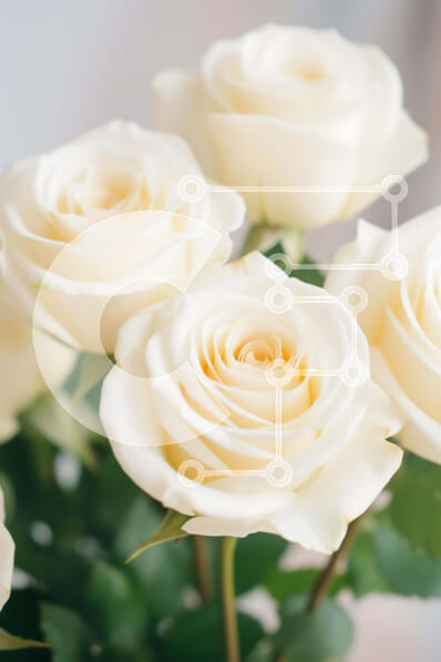 Σετ των 2 Intra Συλλεκτικό Ξύλινο Παζλ Plywood  4mm - Έξι λευκά τριαντάφυλλα σε βάζο με πράσινα φύλλα Σε Ξύλινο Κουτί - Διαστάσεις: 10x10 cm – 25 κομμάτια