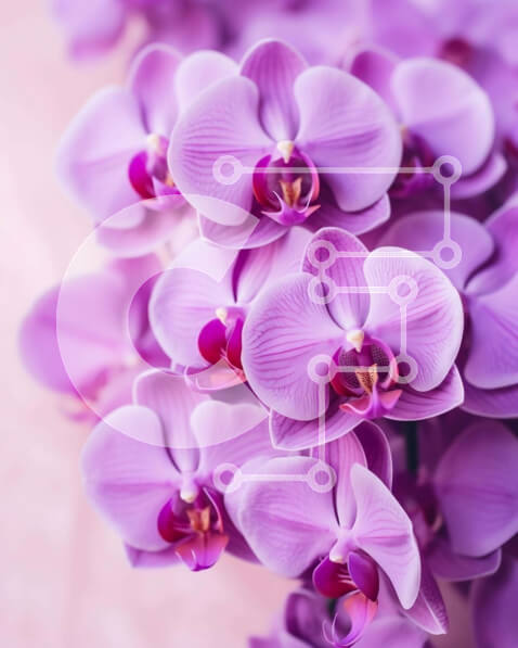 Σετ των 2 Intra Συλλεκτικό Ξύλινο Παζλ Plywood  4mm - Κοντινό πλάνο μωβ λουλούδια ορχιδέας στην άνθιση Σε Ξύλινο Κουτί - Διαστάσεις: 10x10 cm – 25 κομμάτια