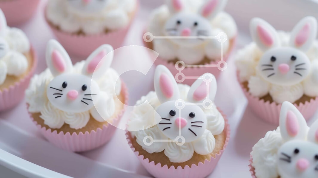 Σετ των 2 Intra Συλλεκτικό Ξύλινο Παζλ Plywood  4mm - Σύνθεση Πασχαλινά Bunny Cupcakes Σε Ξύλινο Κουτί - Διαστάσεις: 10x10 cm – 25 κομμάτια