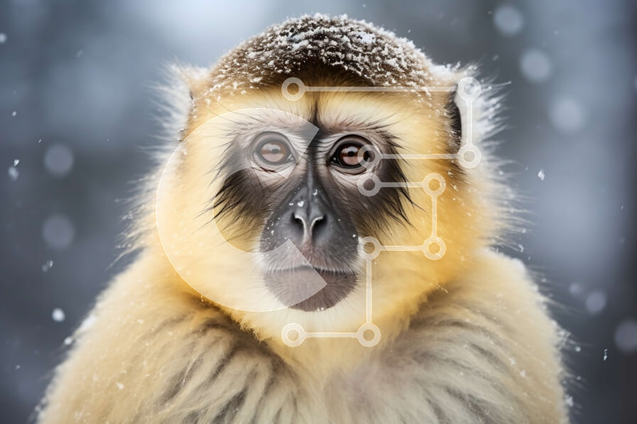 Σετ των 2 Intra Συλλεκτικό Ξύλινο Παζλ Plywood  4mm - Κοντινή όψη του προσώπου του πιθήκου Σε Ξύλινο Κουτί - Διαστάσεις: 10x10 cm – 25 κομμάτια