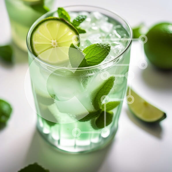 Σετ των 2 Intra Συλλεκτικό Ξύλινο Παζλ Plywood  4mm - Νόστιμο και δροσιστικό πράσινο ρόφημα με φέτες λάιμ και παγάκια Σε Ξύλινο Κουτί - Διαστάσεις: 10x10 cm – 25 κομμάτια