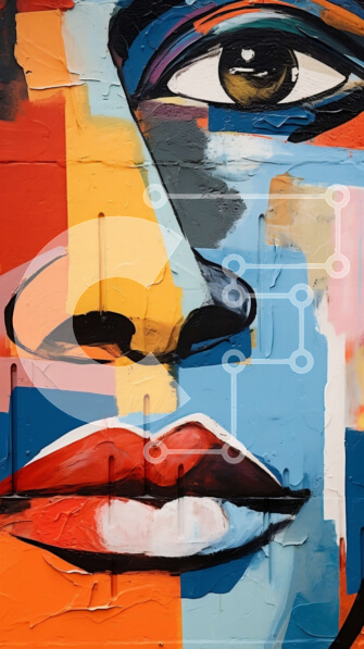 Intra Συλλεκτικό Ξύλινο Παζλ Plywood  4mm - Ζωντανή γεωμετρική τοιχογραφία με γαλήνιο γυναικείο πρόσωπο Σε Ξύλινο Κουτί - Διαστάσεις Puzzle: 10x10 cm – 25 κομμάτια