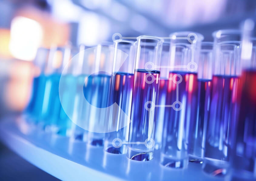 Intra Συλλεκτικό Ξύλινο Παζλ Plywood  4mm - Σειρά δοκιμαστικών σωλήνων με χρωματιστά υγρά στο εργαστήριο Σε Ξύλινο Κουτί - Διαστάσεις Puzzle: 10x10 cm – 25 κομμάτια