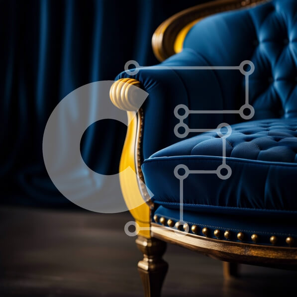 Intra Συλλεκτικό Ξύλινο Παζλ Plywood  4mm - Πολυτελής μπλε βελούδινη πολυθρόνα με χρυσές πινελιές Σε Ξύλινο Κουτί - Διαστάσεις Puzzle: 10x10 cm – 25 κομμάτια