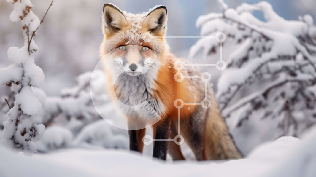 Intra Συλλεκτικό Ξύλινο Παζλ Plywood  4mm - Εκπληκτική εικόνα μιας κόκκινης αλεπούς σε μια χειμερινή χώρα των θαυμάτων Σε Ξύλινο Κουτί - Διαστάσεις: 10x10 cm – 25 κομμάτια