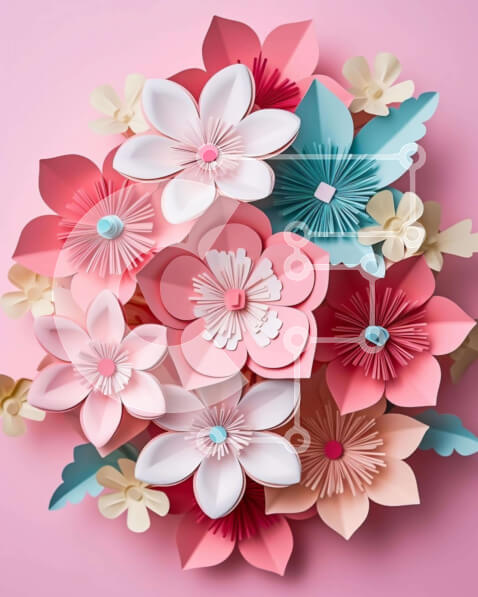 Intra Συλλεκτικό Ξύλινο Παζλ Plywood  4mm - Χάρτινα λουλούδια σε ροζ φόντο για ειδικές περιστάσεις Σε Ξύλινο Κουτί - Διαστάσεις Puzzle: 10x10 cm – 25 κομμάτια