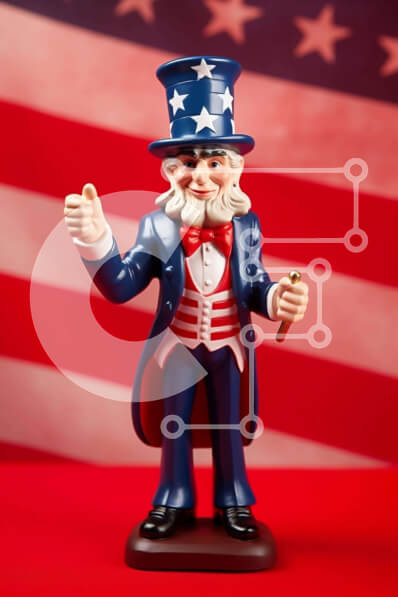 Intra Συλλεκτικό Ξύλινο Παζλ Plywood  4mm - Πατριωτικό ειδώλιο παιχνιδιών θείου στις 4 Ιουλίου Σε Ξύλινο Κουτί - Διαστάσεις: 10x10 cm – 25 κομμάτια