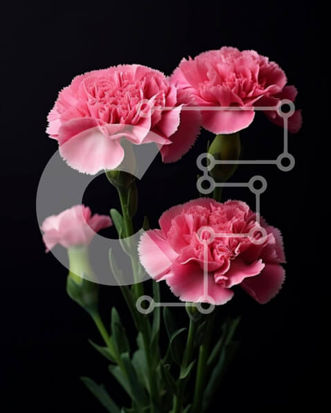 Intra Συλλεκτικό Ξύλινο Παζλ Plywood  4mm - Φρέσκα ροζ γαρίφαλα σε γυάλινο βάζο σε μαύρο φόντο Σε Ξύλινο Κουτί - Διαστάσεις Puzzle: 10x10 cm – 25 κομμάτια