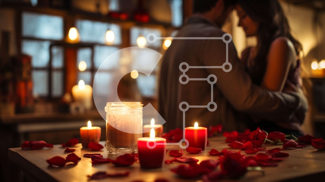 Intra Συλλεκτικό Ξύλινο Παζλ Plywood  4mm - Ρομαντικό δείπνο υπό το φως των κεριών με κόκκινα τριαντάφυλλα Σε Ξύλινο Κουτί - Διαστάσεις Puzzle: 10x10 cm – 25 κομμάτια