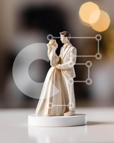 Intra Συλλεκτικό Ξύλινο Παζλ Plywood  4mm - Τοπέρ για γαμήλια τούρτα με ειδώλια νύφης και γαμπρού Σε Ξύλινο Κουτί - Διαστάσεις: 10x10 cm – 25 κομμάτια