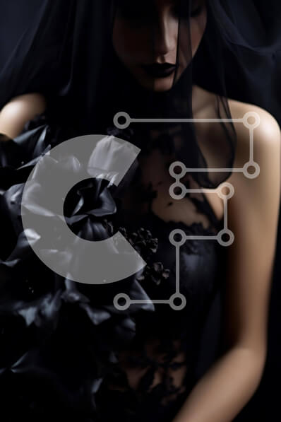 Intra Συλλεκτικό Ξύλινο Παζλ Plywood  4mm - Γυναίκα με μαύρο πέπλο που κρατά μαύρα λουλούδια Σε Ξύλινο Κουτί - Διαστάσεις Puzzle: 10x10 cm – 25 κομμάτια