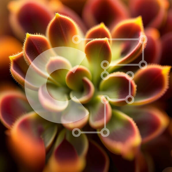 Intra Συλλεκτικό Ξύλινο Παζλ Plywood  4mm - Ζωντανό παχύφυτο με κόκκινα και κίτρινα άνθη Σε Ξύλινο Κουτί - Διαστάσεις: 10x10 cm – 25 κομμάτια