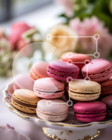 Σετ των 2 Intra Συλλεκτικό Ξύλινο Παζλ Plywood  4mm - Πολύχρωμα αμυγδαλωτά και λουλούδια σε ένα πιάτο Σε Ξύλινο Κουτί - Διαστάσεις: 10x10 cm – 25 κομμάτια