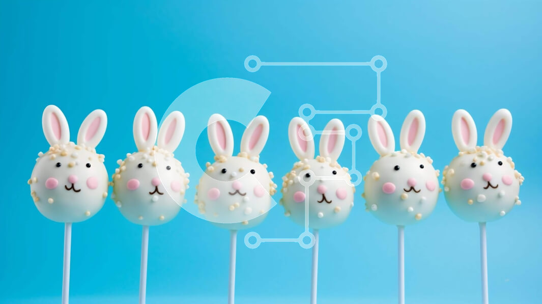 Σετ των 2 Intra Συλλεκτικό Ξύλινο Παζλ Plywood  4mm - Πασχαλινό κέικ σκάει με λαγουδάκια σε μπλε φόντο Σε Ξύλινο Κουτί - Διαστάσεις: 10x10 cm – 25 κομμάτια