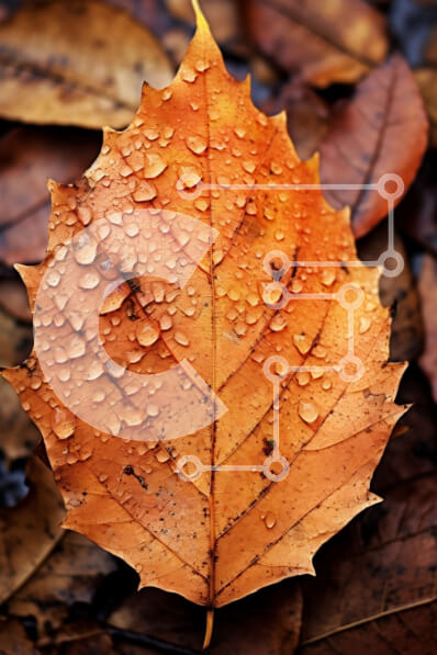 Σετ των 2 Intra Συλλεκτικό Ξύλινο Παζλ Plywood  4mm - Γυαλιστερό φθινοπωρινό φύλλο με σταγονίδια νερού Σε Ξύλινο Κουτί - Διαστάσεις: 10x10 cm – 25 κομμάτια