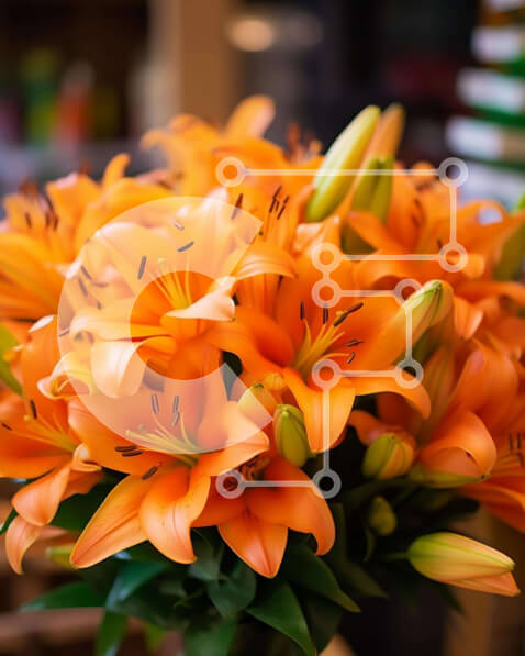 Σετ των 2 Intra Συλλεκτικό Ξύλινο Παζλ Plywood  4mm - Βάζο με φρέσκα λουλούδια πορτοκαλιού στο τραπέζι Σε Ξύλινο Κουτί - Διαστάσεις: 10x10 cm – 25 κομμάτια