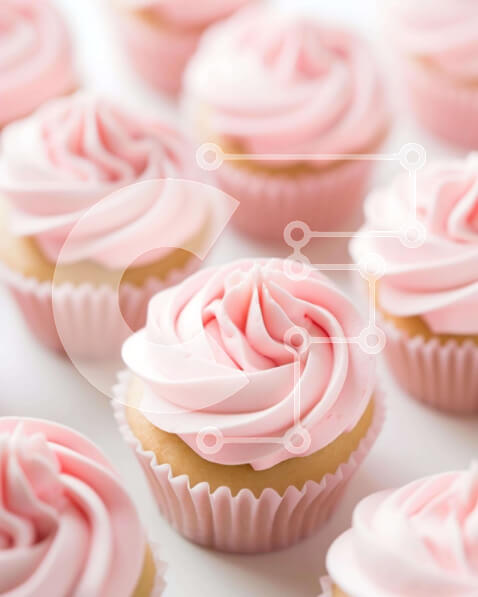 Σετ των 2 Intra Συλλεκτικό Ξύλινο Παζλ Plywood  4mm - Ροζ Cupcakes με Λευκό γλάσο Σε Ξύλινο Κουτί - Διαστάσεις: 10x10 cm – 25 κομμάτια