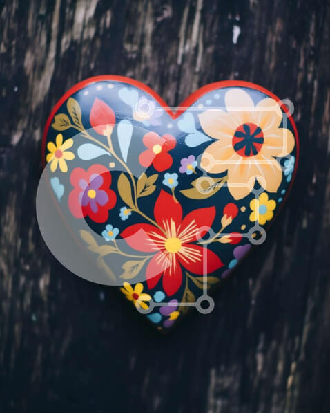 Intra Συλλεκτικό Ξύλινο Παζλ Plywood  4mm - Πολύχρωμο αντικείμενο σε σχήμα καρδιάς σε παλιά ξύλινα έπιπλα Σε Ξύλινο Κουτί - Διαστάσεις: 10x10 cm – 25 κομμάτια