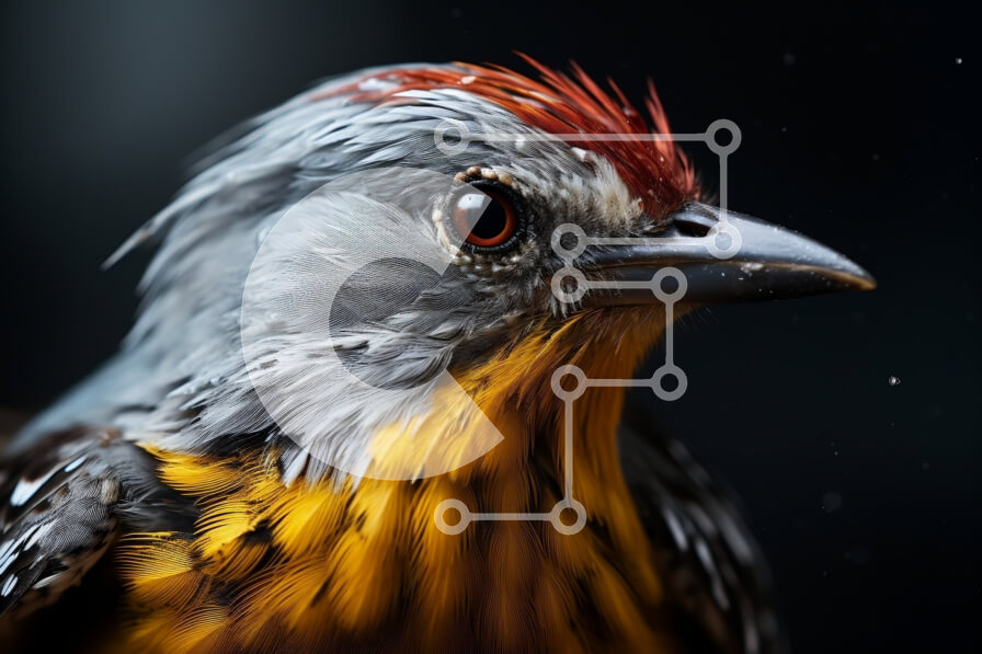 Σετ των 2 Intra Συλλεκτικό Ξύλινο Παζλ Plywood  4mm - Πολύχρωμο πουλί με κίτρινο ράμφος και κόκκινα φτερά Σε Ξύλινο Κουτί - Διαστάσεις: 10x10 cm – 25 κομμάτια