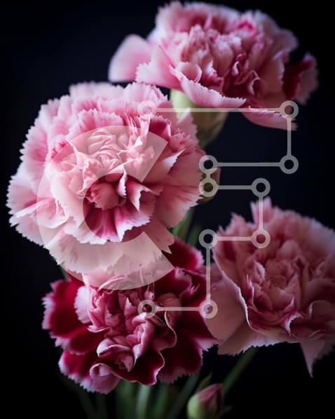 Intra Συλλεκτικό Ξύλινο Παζλ Plywood  4mm - Τρία ροζ γαρίφαλα σε ένα βάζο σε μαύρο φόντο Σε Ξύλινο Κουτί - Διαστάσεις: 10x10 cm – 25 κομμάτια