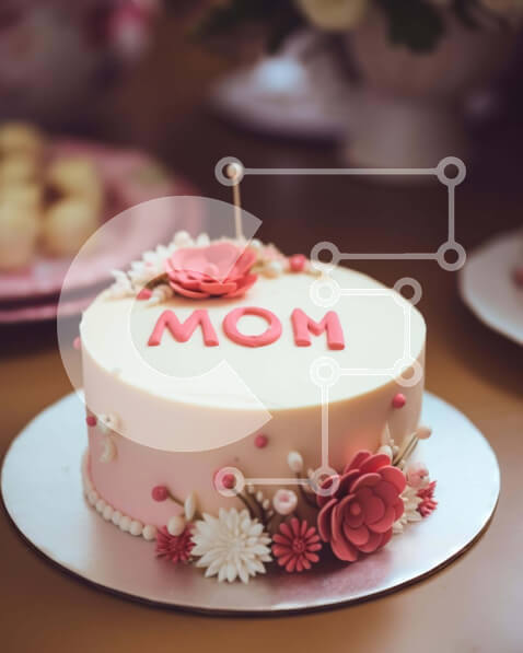 Intra Συλλεκτικό Ξύλινο Παζλ Plywood  4mm - Ροζ και άσπρο κέικ «μαμάς» σε πιάτα γλυκού Σε Ξύλινο Κουτί - Διαστάσεις: 10x10 cm – 25 κομμάτια