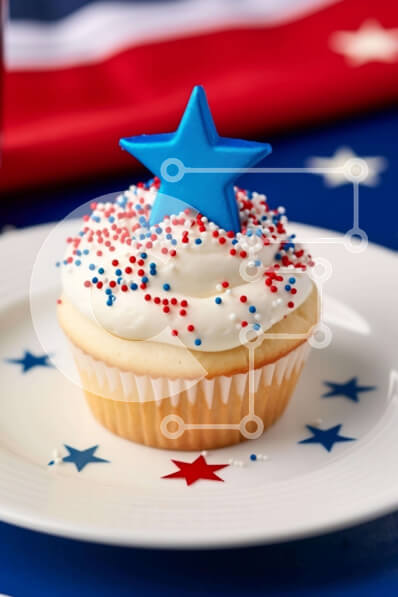 Σετ των 2 Intra Συλλεκτικό Ξύλινο Παζλ Plywood  4mm - Cupcake και καφές American Flag για τον εορτασμό της 4ης Ιουλίου Σε Ξύλινο Κουτί - Διαστάσεις: 10x10 cm – 25 κομμάτια