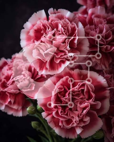 Σετ των 2 Intra Συλλεκτικό Ξύλινο Παζλ Plywood  4mm - Ροζ γαρίφαλα σε βάζο σε σκούρο φόντο Σε Ξύλινο Κουτί - Διαστάσεις: 10x10 cm – 25 κομμάτια