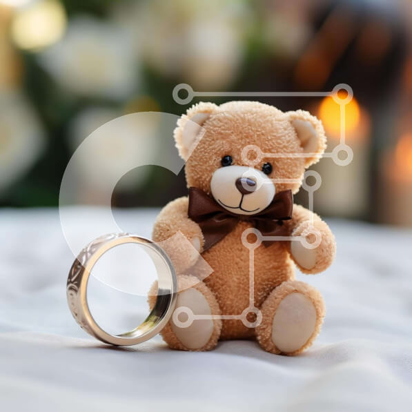 Intra Συλλεκτικό Ξύλινο Παζλ Plywood  4mm - Ρομαντικό αρκουδάκι και δαχτυλίδι αρραβώνων Σε Ξύλινο Κουτί - Διαστάσεις: 10x10 cm – 25 κομμάτια