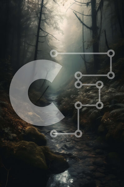 Σετ των 2 Intra Συλλεκτικό Ξύλινο Παζλ Plywood  4mm - Μαγευτική εικόνα ενός ομιχλώδους δάσους με ένα μικρό ρυάκι Σε Ξύλινο Κουτί - Διαστάσεις: 10x10 cm – 25 κομμάτια