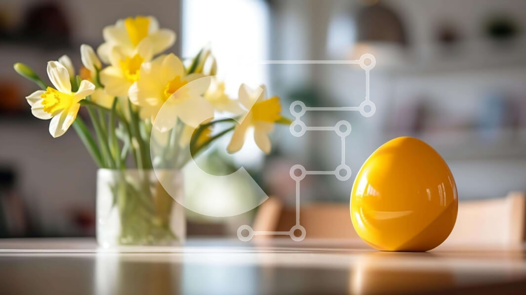 Intra Συλλεκτικό Ξύλινο Παζλ Plywood  4mm - Πασχαλινό αυγό και ασφόδελοι στο τραπέζι Σε Ξύλινο Κουτί - Διαστάσεις: 10x10 cm – 25 κομμάτια