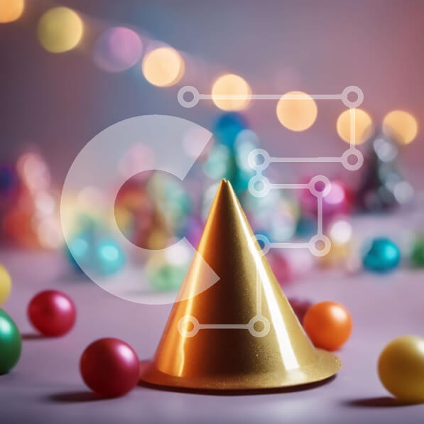 Intra Συλλεκτικό Ξύλινο Παζλ Plywood  4mm - Χρυσό καπέλο για πάρτι με πολύχρωμες μπάλες Σε Ξύλινο Κουτί - Διαστάσεις Puzzle: 10x10 cm – 25 κομμάτια