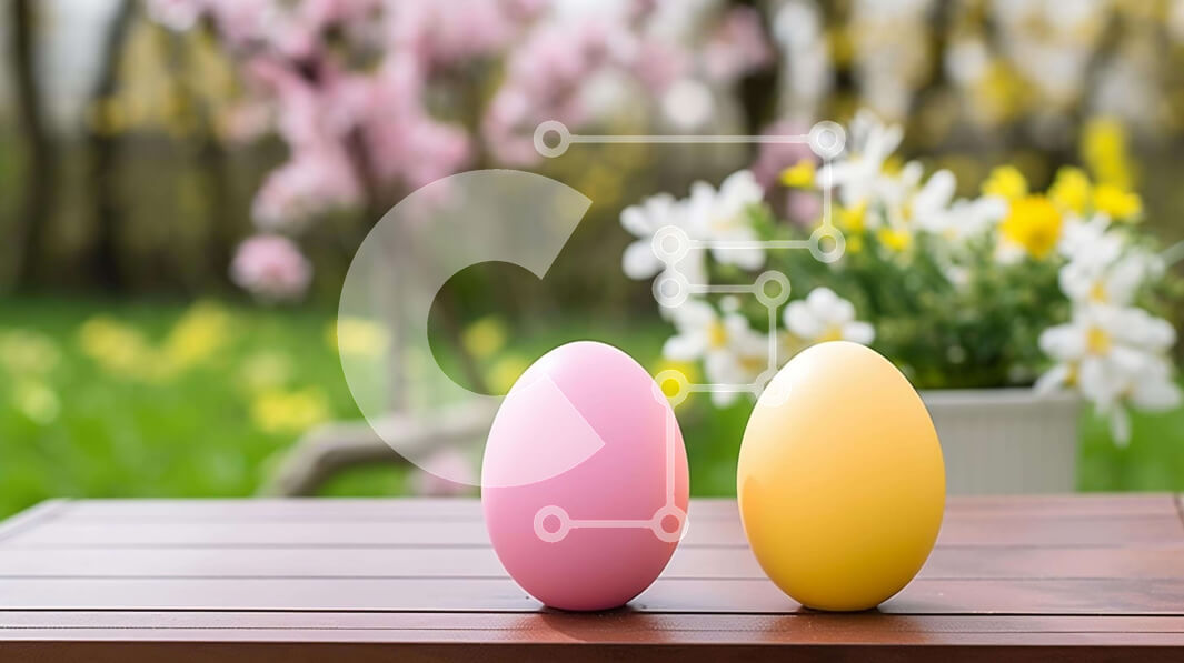 Intra Συλλεκτικό Ξύλινο Παζλ Plywood  4mm - Πολύχρωμα Πασχαλινά αυγά σε ξύλινο τραπέζι με λουλούδια Σε Ξύλινο Κουτί - Διαστάσεις: 10x10 cm – 25 κομμάτια