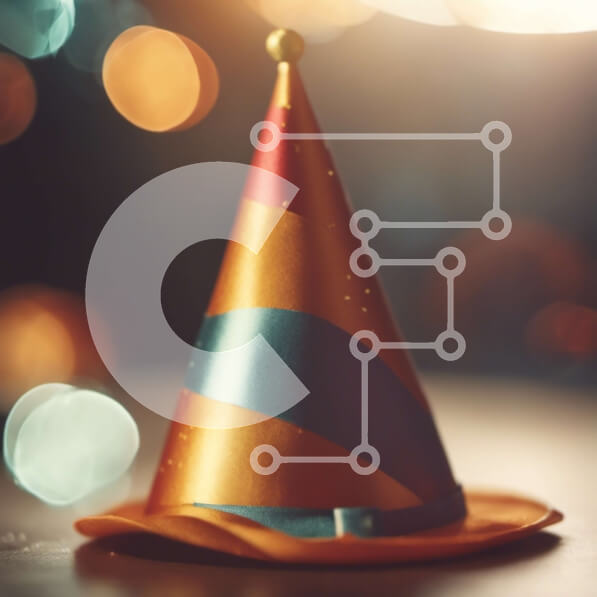 Intra Συλλεκτικό Ξύλινο Παζλ Plywood  4mm - Πολύχρωμο καπέλο γενεθλίων σε ένα τραπέζι Σε Ξύλινο Κουτί - Διαστάσεις: 10x10 cm – 25 κομμάτια