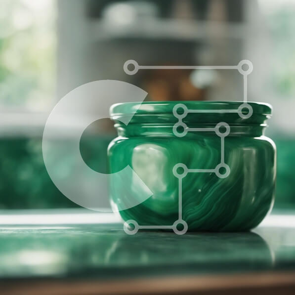 Intra Συλλεκτικό Ξύλινο Παζλ Plywood  4mm - Πράσινο μαρμάρινο βάζο στον πάγκο της κουζίνας Σε Ξύλινο Κουτί - Διαστάσεις Puzzle: 10x10 cm – 25 κομμάτια