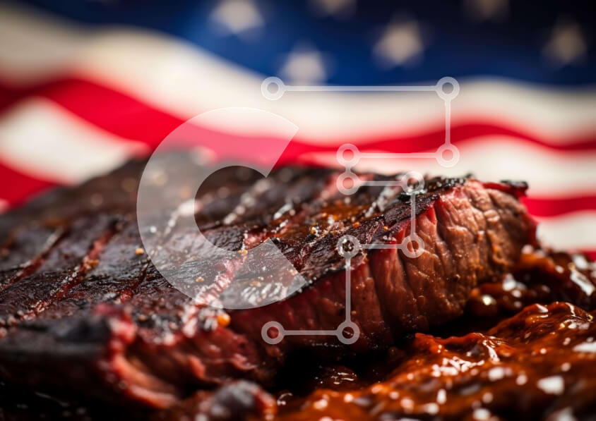 Σετ των 2 Intra Συλλεκτικό Ξύλινο Παζλ Plywood  4mm - Αμερικανικό ψητό κρέας με σάλτσες και καρυκεύματα Σε Ξύλινο Κουτί - Διαστάσεις: 10x10 cm – 25 κομμάτια