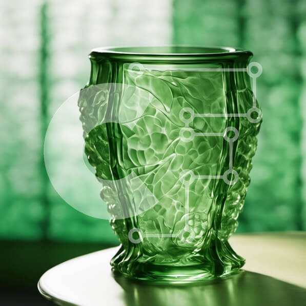 Intra Συλλεκτικό Ξύλινο Παζλ Plywood  4mm - Περίπλοκο σκαλισμένο πράσινο βάζο Σε Ξύλινο Κουτί - Διαστάσεις Puzzle: 10x10 cm – 25 κομμάτια