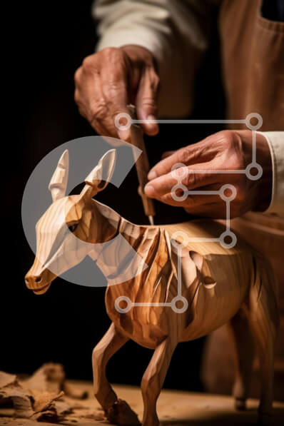 Intra Συλλεκτικό Ξύλινο Παζλ Plywood  4mm - Περίπλοκο ξύλινο γλυπτό στρουθοκαμήλου σε εξέλιξη Σε Ξύλινο Κουτί - Διαστάσεις Puzzle: 10x10 cm – 25 κομμάτια