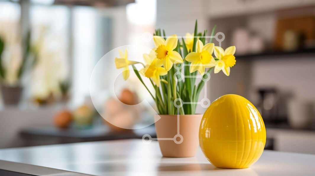 Intra Συλλεκτικό Ξύλινο Παζλ Plywood  4mm - Κίτρινο αυγό και ασφόδελοι στον πάγκο της κουζίνας Σε Ξύλινο Κουτί - Διαστάσεις: 10x10 cm – 25 κομμάτια