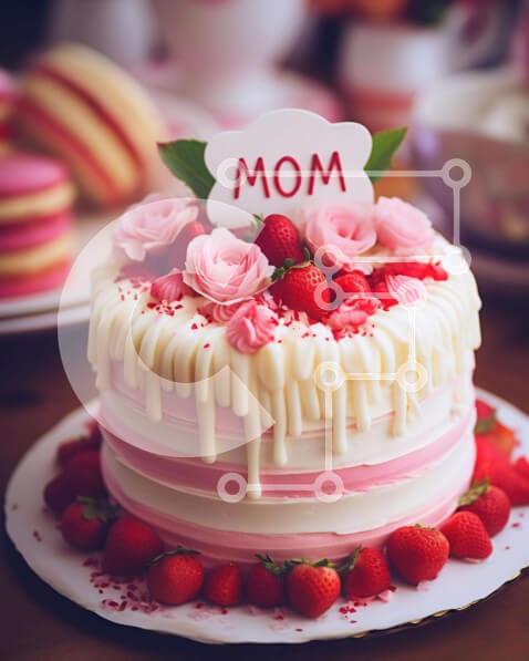 Σετ των 2 Intra Συλλεκτικό Ξύλινο Παζλ Plywood  4mm - Κομψό κέικ για τη γιορτή της μητέρας με τριαντάφυλλα και μπισκότα Σε Ξύλινο Κουτί - Διαστάσεις: 10x10 cm – 25 κομμάτια