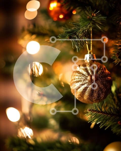 Intra Συλλεκτικό Ξύλινο Παζλ Plywood  4mm - Άνετο και γιορτινό χριστουγεννιάτικο δέντρο με χρυσά και ασημένια στολίδια Σε Ξύλινο Κουτί - Διαστάσεις: 10x10 cm – 25 κομμάτια