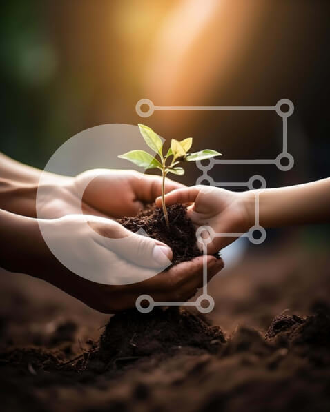 Intra Συλλεκτικό Ξύλινο Παζλ Plywood  4mm - Γονέας και παιδί φυτεύουν ένα μικρό φυτό στο χώμα Σε Ξύλινο Κουτί - Διαστάσεις: 10x10 cm – 25 κομμάτια