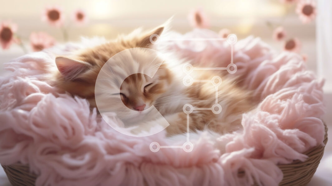 Σετ των 2 Intra Συλλεκτικό Ξύλινο Παζλ Plywood  4mm - Γατάκι ύπνου σε μια ροζ κουβέρτα σε ένα καλάθι Σε Ξύλινο Κουτί - Διαστάσεις: 10x10 cm – 25 κομμάτια