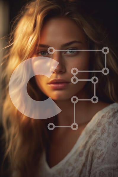 Intra Συλλεκτικό Ξύλινο Παζλ Plywood  4mm - Εκπληκτικό πορτρέτο μιας ξανθιάς γυναίκας με μακριά κυματιστά μαλλιά και μπλε μάτια Σε Ξύλινο Κουτί - Διαστάσεις Puzzle: 10x10 cm – 25 κομμάτια