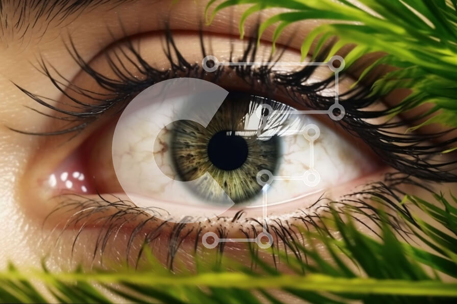 Intra Συλλεκτικό Ξύλινο Παζλ Plywood  4mm - Εκπληκτικό κοντινό πλάνο ενός γυναικείου ματιού με μακριές βλεφαρίδες και πράσινη σκιά ματιών Σε Ξύλινο Κουτί - Διαστάσεις Puzzle: 10x10 cm – 25 κομμάτια