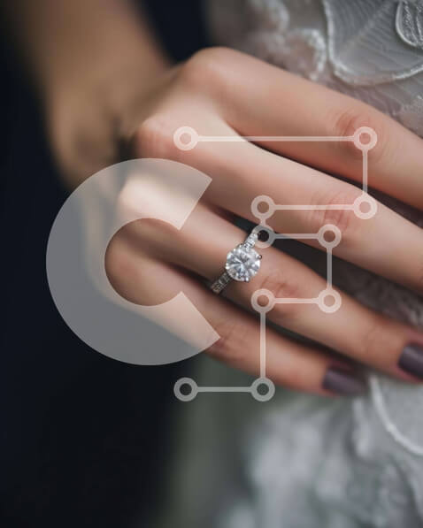 Intra Συλλεκτικό Ξύλινο Παζλ Plywood  4mm - Γυναικείο χέρι με λευκόχρυσο δαχτυλίδι αρραβώνων και διαμάντι Σε Ξύλινο Κουτί - Διαστάσεις Puzzle: 10x10 cm – 25 κομμάτια